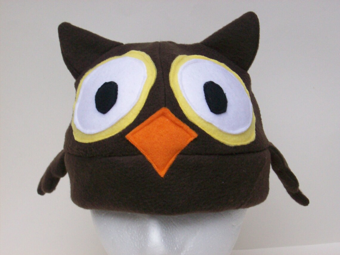 Fleece Owl Hat Etsy