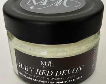 Burro corpo Ruby Red Devon Tallow / Crema idratante artigianale / Lampone e vaniglia / 40 ml / 135 ml