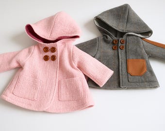 PDF Doll Coat Pattern: Hooded Lined Jacket for 12" & 18" Waldorf Dolls (Instant Download)