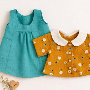 人形服の型紙：18インチ ウォルドルフ人形用エプロン＆シャツ（PDFダウンロード）