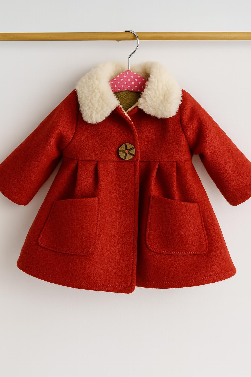 赤いコートの人形の縫製パターン：18～20インチのウォルドルフ人形の服