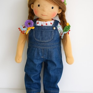 Denim Overalls Sewing Pattern – PDF for 18–20" Waldorf Dolls – Jeans Dungarees – DIY Doll Clothes Tutorial