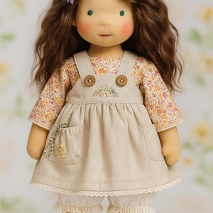 Dress and Apron Sewing Pattern with Bonus Rompers – PDF for 18&quot; Waldorf Dolls – DIY Clothes Tutorial – Instant Download