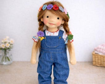 Doll Denim Overalls Sewing Pattern: 18-20" Waldorf Dolls (PDF Downloadable Tutorial)