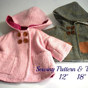 PATTERN Coat 12" and 18" doll  , DIY doll clothes, Waldorf doll , coat for  12" and 18"  dolls, Doll clothing pattern