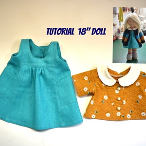 NEW ! Pattern apron and shirt 18" doll ,  Doll clothing sewing PATTERN , Waldorf doll , Dress for 18 " dolls,