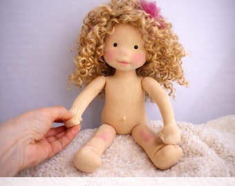 Waldorf Doll Pattern 13": Sculpted Face & Body, Mohair Wig (PDF Tutorial, Instant Download)