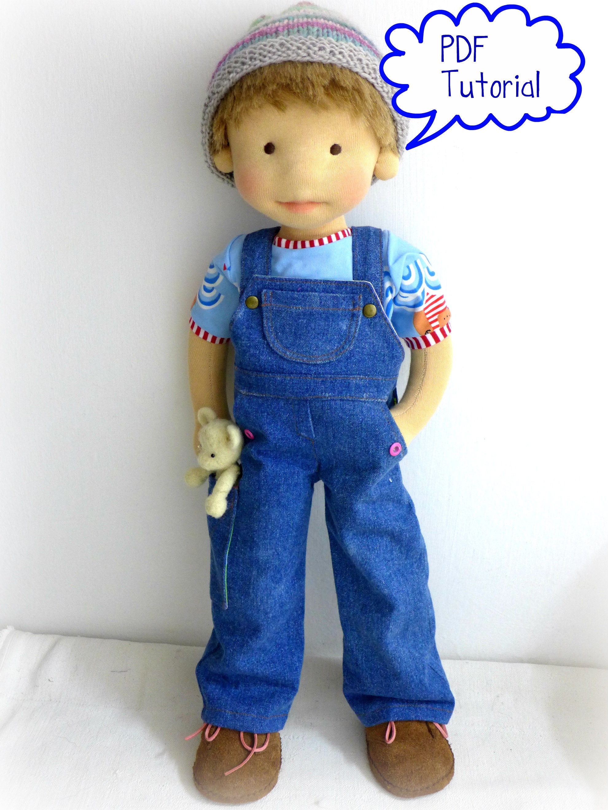 Denim overalls Doll clothing sewing PATTERN Waldorf doll Etsy