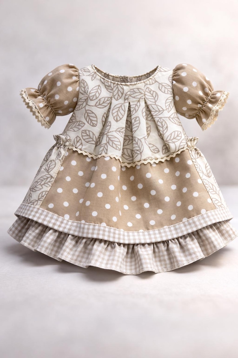 Pleated Dress PDF Pattern: 17-20" Waldorf Doll Clothes Sewing Tutorial image 4