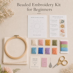 Beaded Embroidery Kit for Beginners: Designs (Includes Everything)