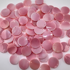 Colgante redondo de concha de caracola natural rosa de 20 mm, 10/20/30 unidades