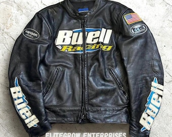 Vintage Buell Racing Leather Motorcycle Jacket by Vanson Leathers