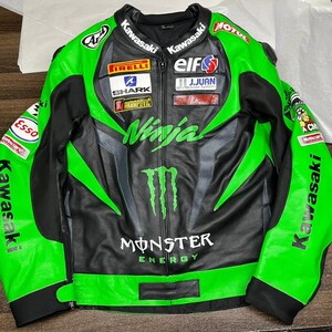 Kawasaki Ninja Racing Leather Motorcycle Jacket – Men’s Genuine Cowhide Jacket, Biker Racing Coat, Real Leather Moto Jacket Gift for Him image 3