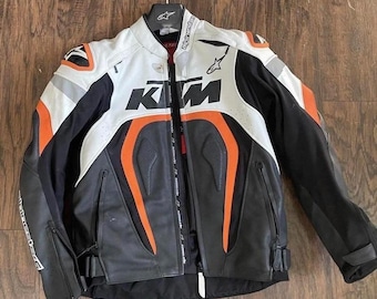 Giacca da moto in pelle bovina KTM Racing - Protettiva, omologata CE