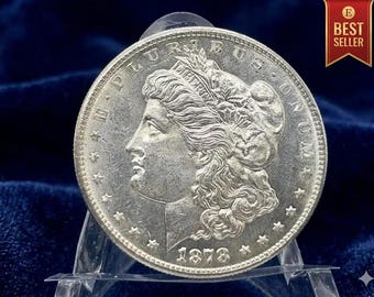 Dólar de Plata Morgan de 1878: Réplica de moneda antigua estadounidense con fecha clave poco común