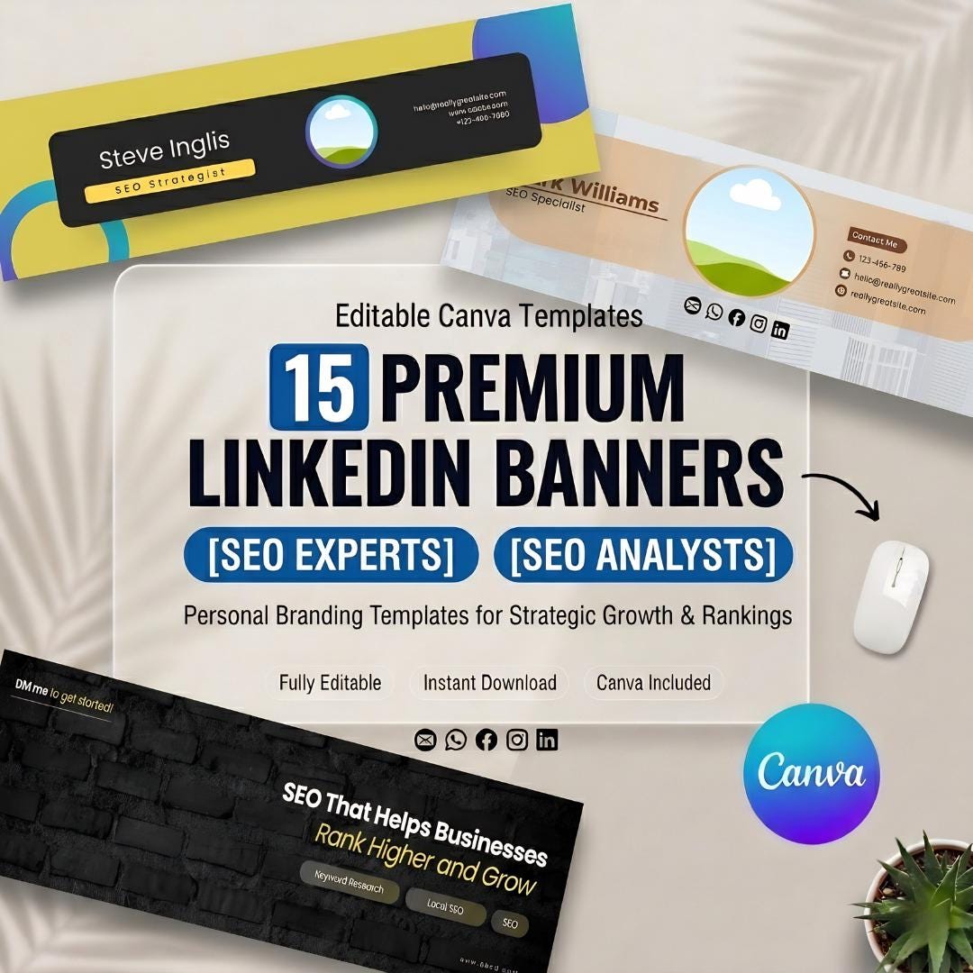 Linkedin Banner Templates for SEO Experts | Canva Editable Personal ...