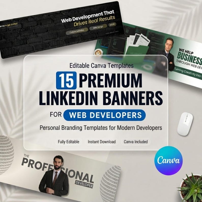 Linkedin Banner Templates for Web Developers | Canva Editable Linkedin ...