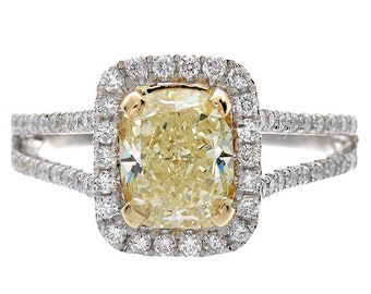 Fancy Yellow Radiant Cut Diamond Engagement Ring