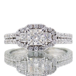 2.64 Carat Princess Cut Diamond Engagement Ring 18k White Gold