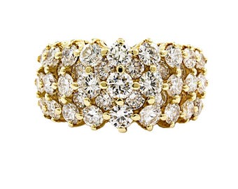 18K gult guld naturlig rund diamantring - 3,00 karat G-H / VS-SI