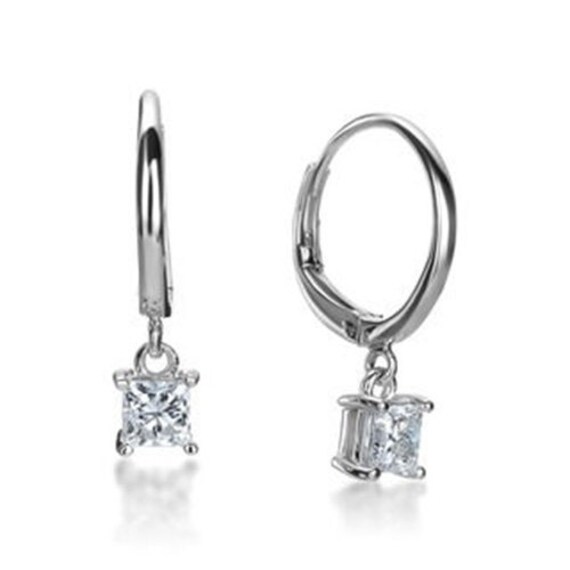 Diamond Leverback Earring Set Princess Cut GIA Certified 1.50 Etsy