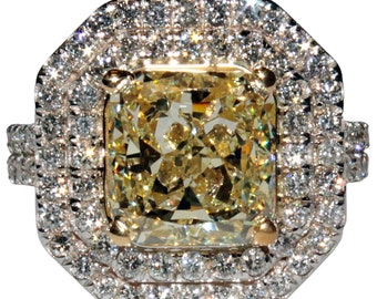 Fancy Yellow Radiant Cut Diamond Engagement RIng