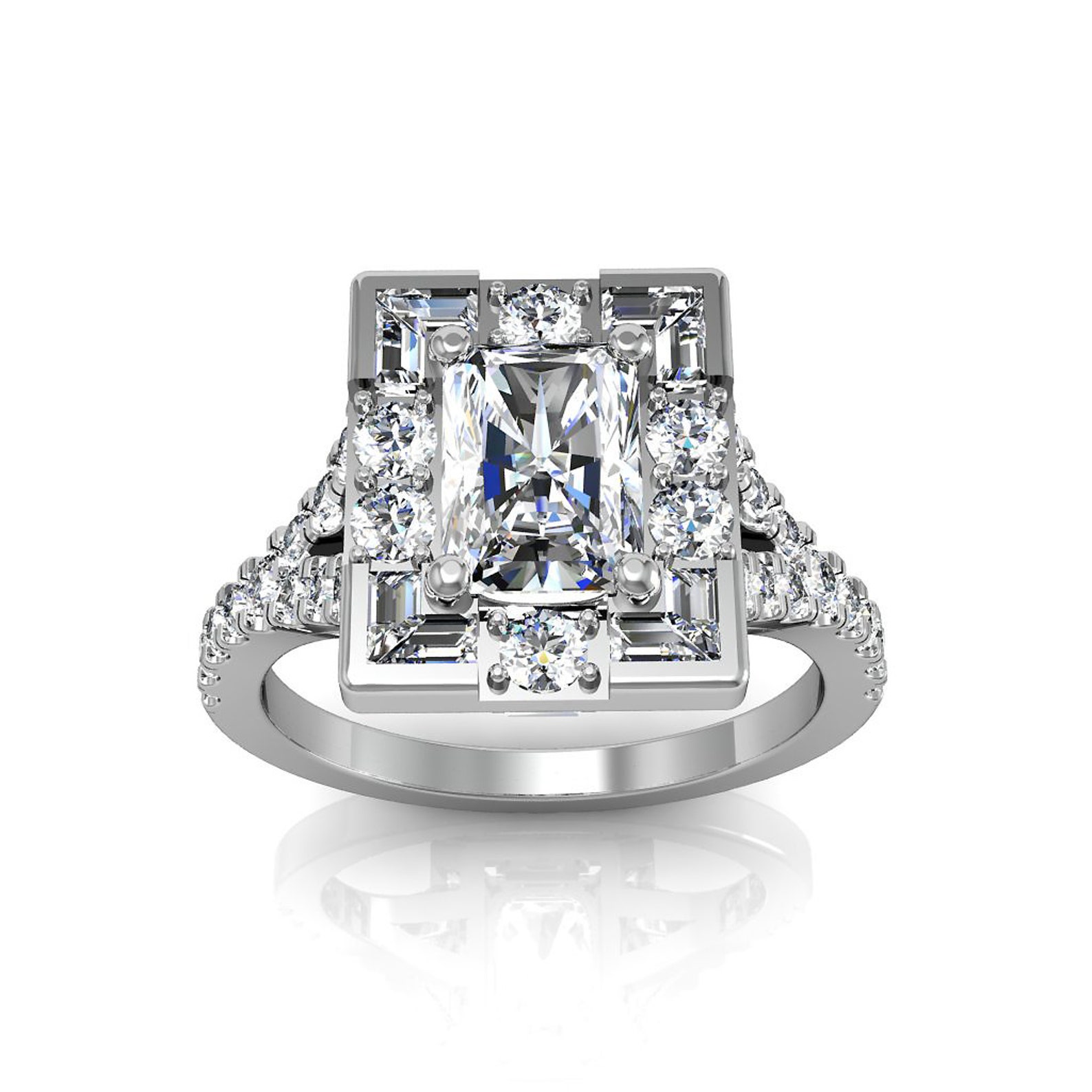 Radiant Shape Diamond Engagement Ring 2.50 CT GIA Certified Etsy