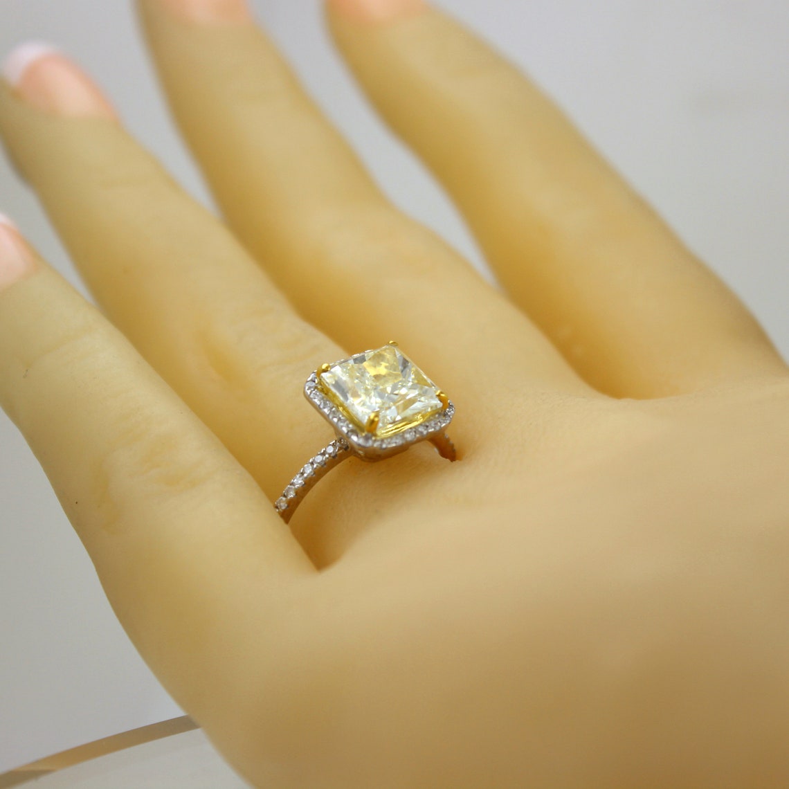 Fancy Yellow Radiant Cut Diamond Engagement Ring Etsy