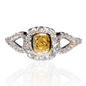 Fancy Intense Yellow Radiant Cut Diamond Ring