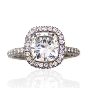 3.20 carat Cushion Cut Halo Engagement Ring