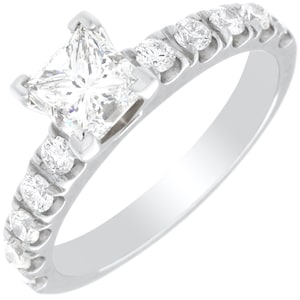 2 carat Princess Cut Diamond Engagement Ring in 18k White Gold