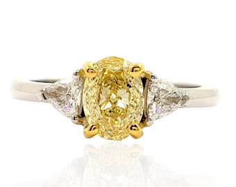 Fancy Yellow Oval Cut Diamond Engagement Ring