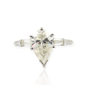3 Carat Pear Cut Diamond Engagement Ring in Platinum