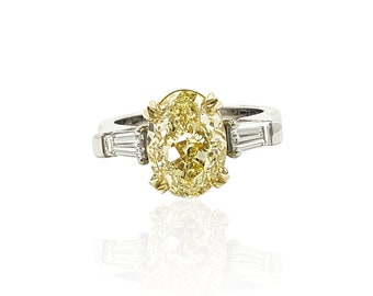 Fancy Yellow Oval Cut Diamond Engagement Ring