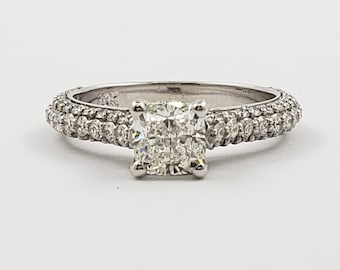 GIA Certified Natural Cushion Cut Diamond Engagement Ring  14k White Gold 2.01 carat total weight