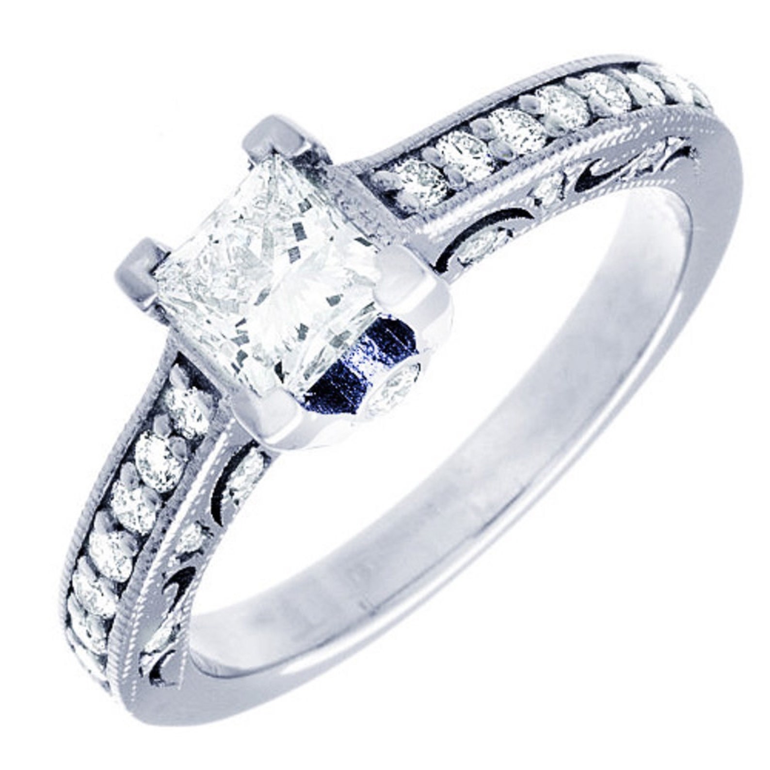 GIA Certified Diamond Engagement Ring 2.10 CTW Princess Cut Etsy