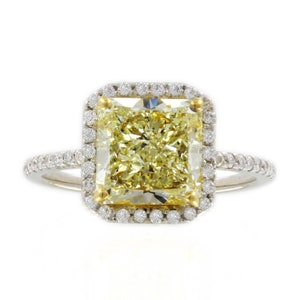 Fancy Yellow Radiant Cut Diamond Engagement Ring