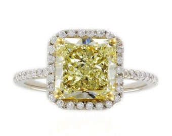 Fancy Yellow Radiant Cut Diamond Engagement Ring