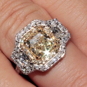 Fancy Yellow Radiant Cut Diamond Engagement Ring