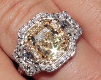 Fancy Yellow Radiant Cut Diamond Engagement Ring