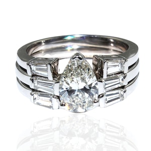 2.20 Carat Pear Cut Diamond Bridal Set