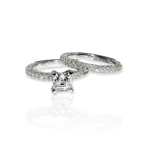 4.25 Carat Asscher Cut Bridal Set in 18K White Gold