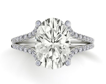 GIA Certified Diamond Engagement Pave Style Ring 2.70 CT Oval Shape 18k White Gold
