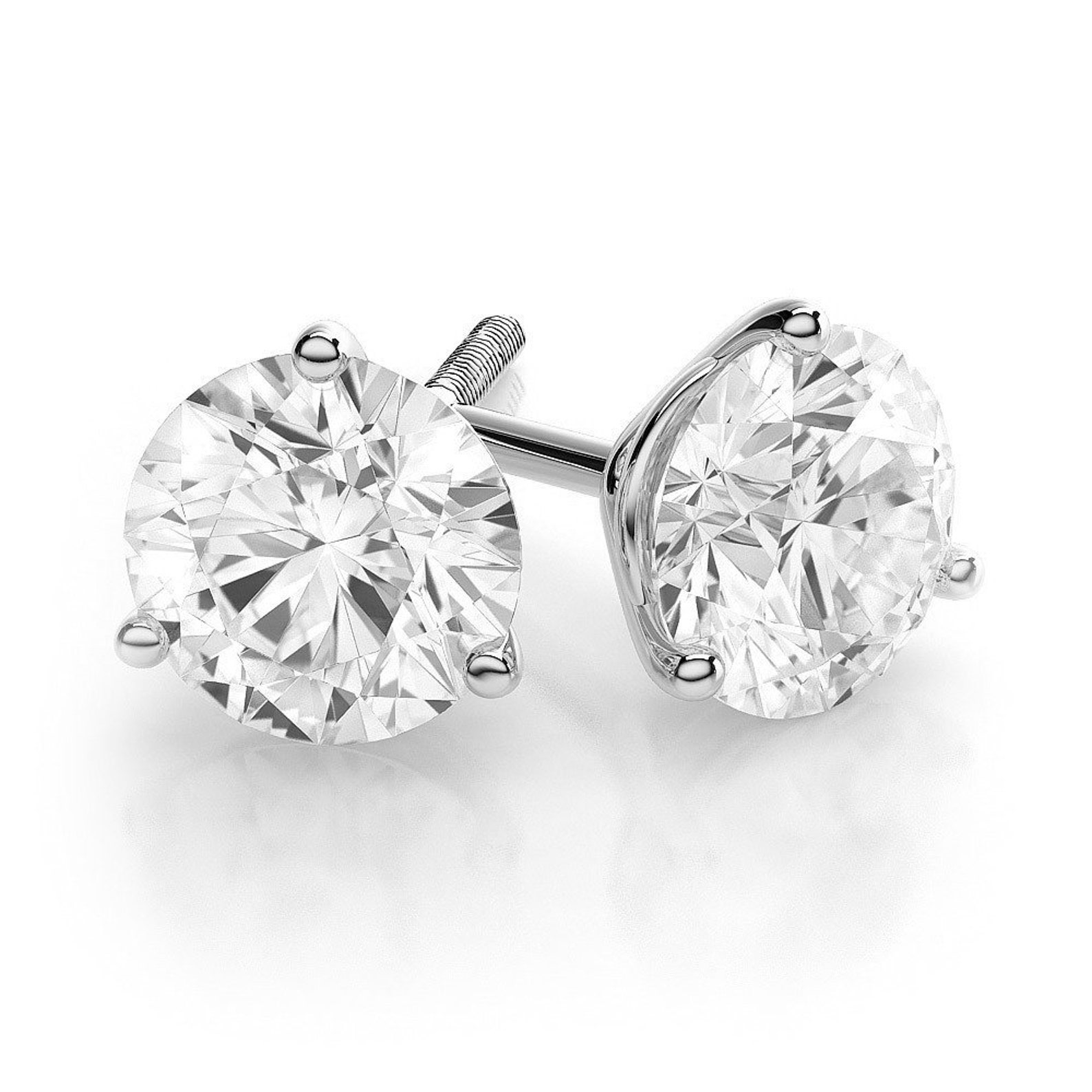 GIA Certified Diamond Stud Earrings 4 Carat Round Brilliant Etsy
