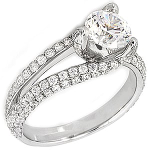 Round Cut 3.00 Carat Diamond Engagement Ring in 18k White Gold