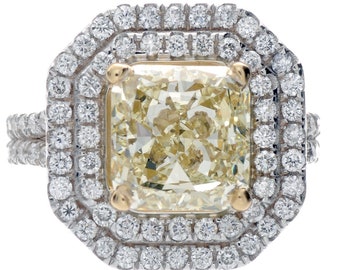 Fancy Yellow Radiant Cut Diamond Engagement Ring