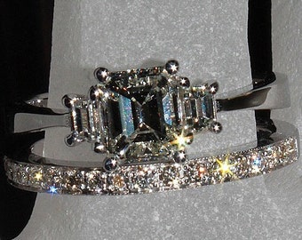 Prachtige Emerald Cut Diamond Bruidsset