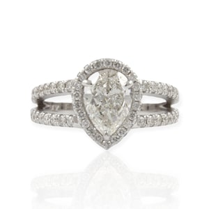 GIA Certified 3.50 Carat Pear Shape Diamond Engagement Ring 18k White Gold