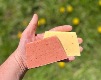 Spring Harvest Soap Bundle 4-Bar Set, Sea Buckthorn & Elderberry Hand-Rendered Lard Small Batch