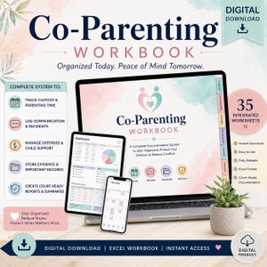 Sistema completo de documentación para padres separados / Registro de custodia de menores / Registro de pruebas judiciales / Cuaderno de trabajo sobre tiempo y gastos de crianza